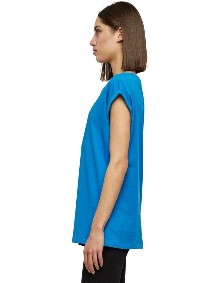 Extended Shoulder Tee in Hawaiian Blue