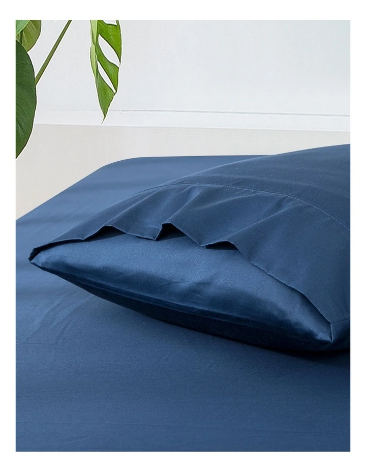 500TC Cotton Sateen Standard Pillowcase (Twin Pack) in Navy