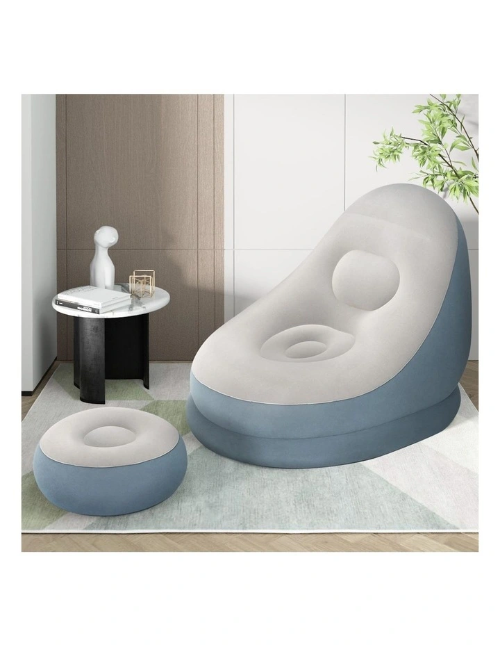 Blow Up Ottoman Air Lounger in Blue