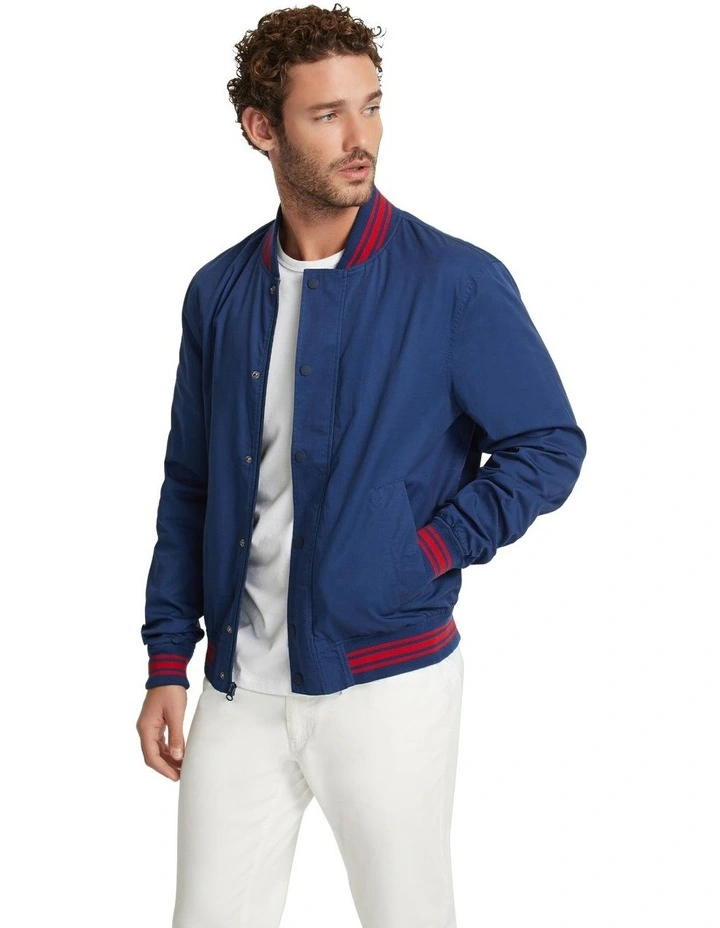 Archie Cotton Varsity Bomber in Blue
