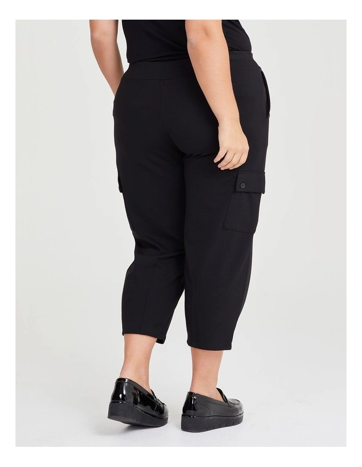 Petite Bamboo Ponte Cargo Pant in Black