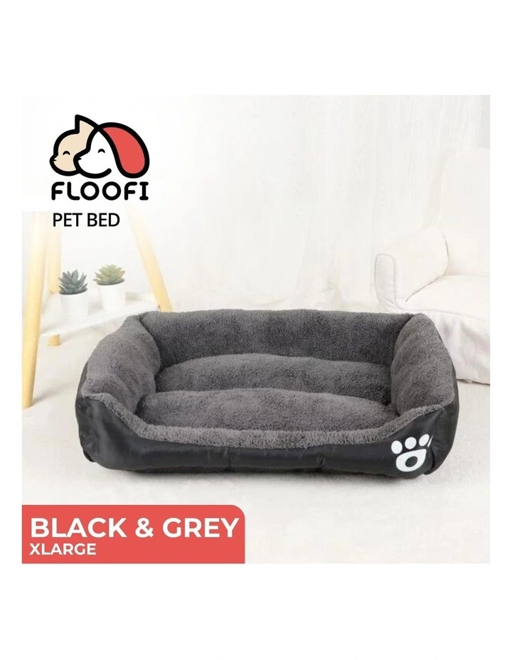 Soft Plush Square Non-Slip Base Pet Bed XL Size in Grey
