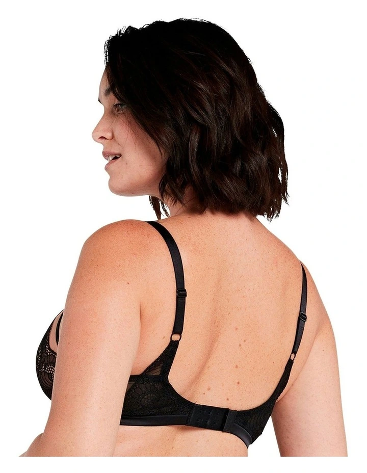 Serena Wired Tulle and Lace Plunge Bra in Black/Nude