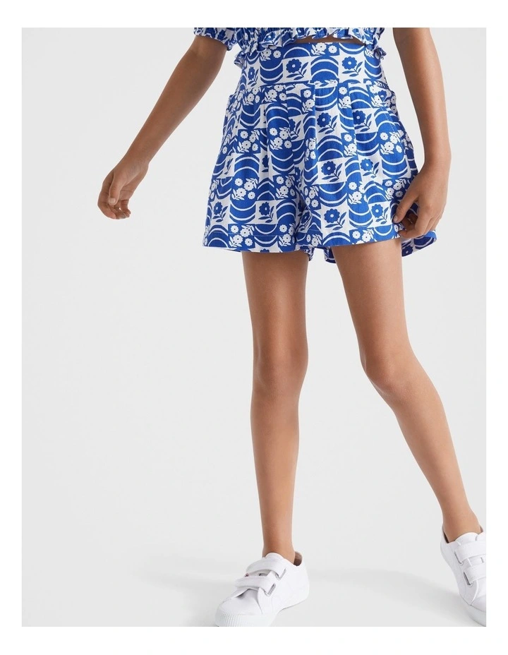 Floral Short in Cobalt Blue