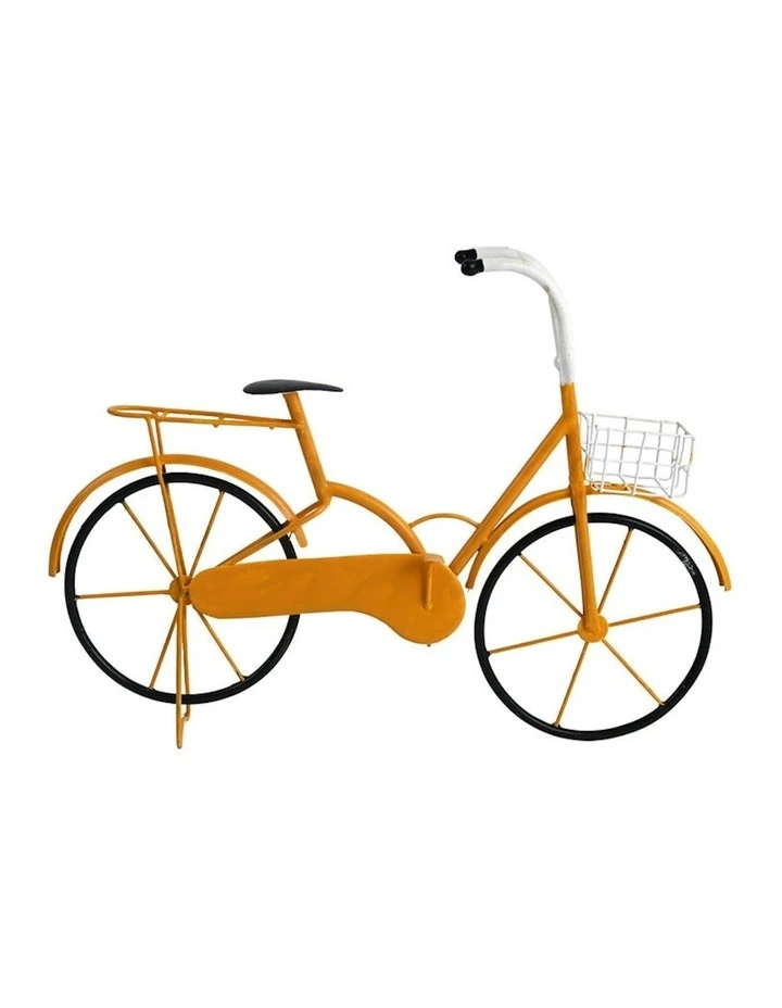 Vintage Bicycle Ornament in Distressed Yellow / Black / White