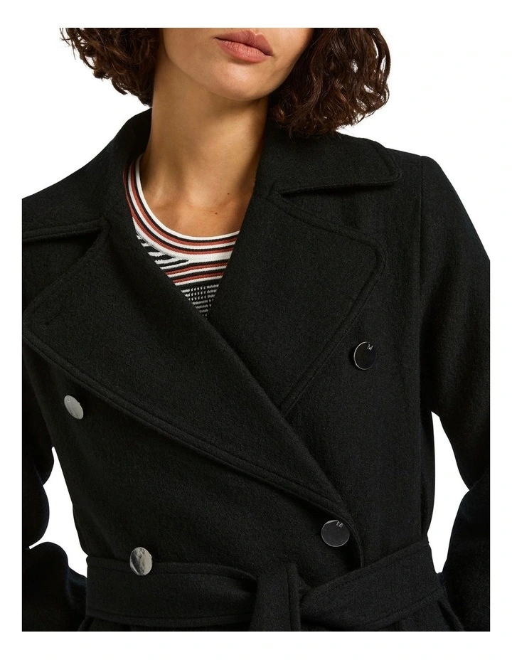 Aria Felted Wool Coat in Black