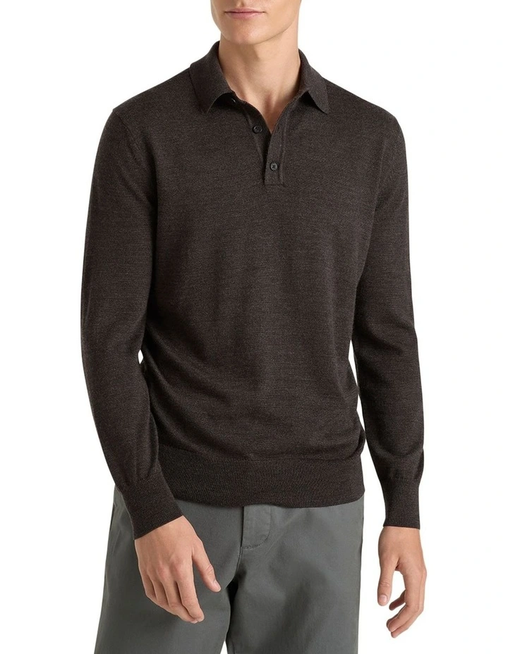 Fraser Ashby Polo Knit in Chocolate