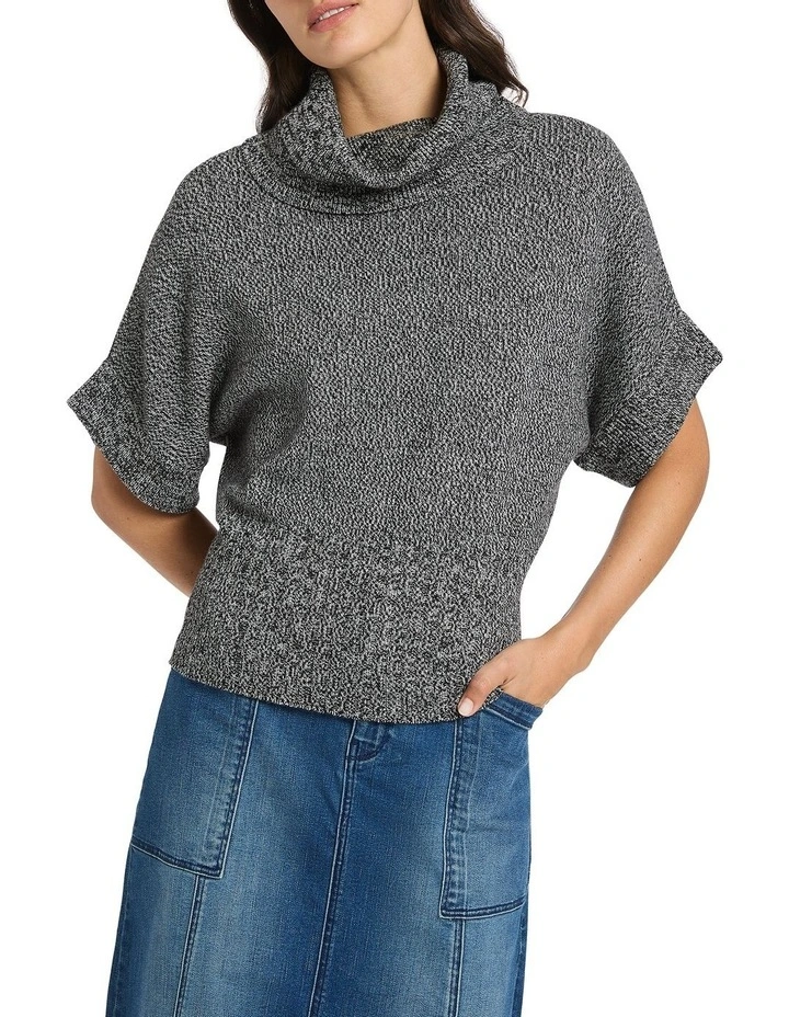 Roll Neck Gilet in Grey Multi