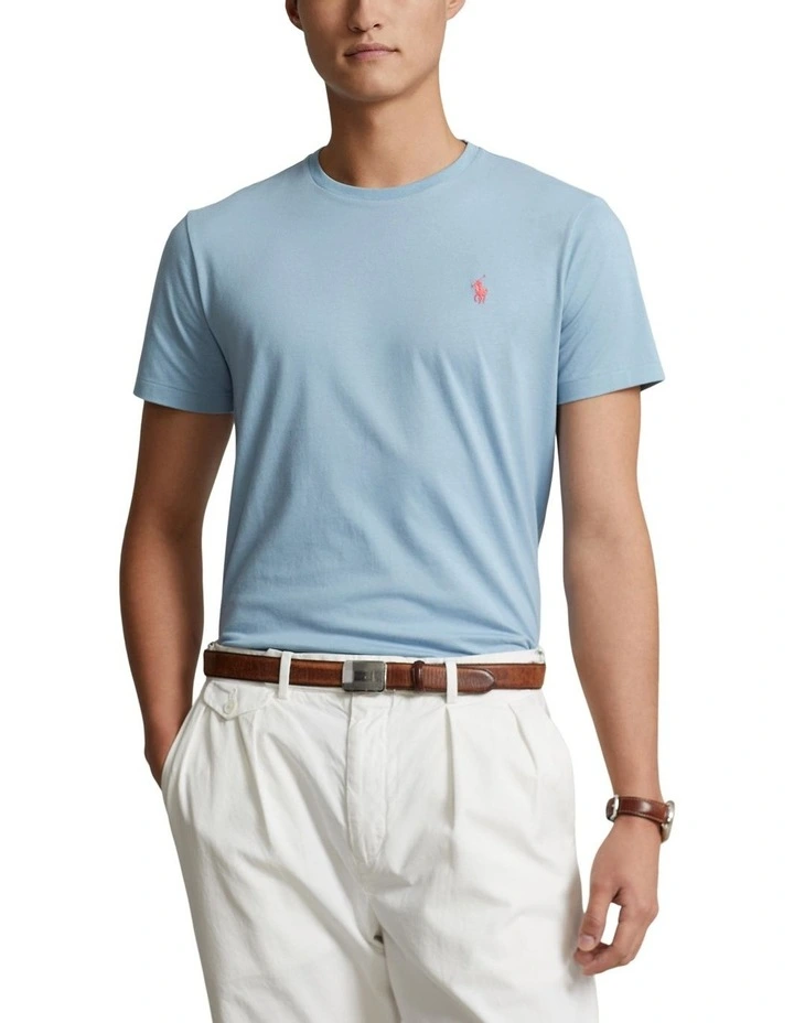 Custom Slim Fit Jersey Crewneck T-shirt in Blue