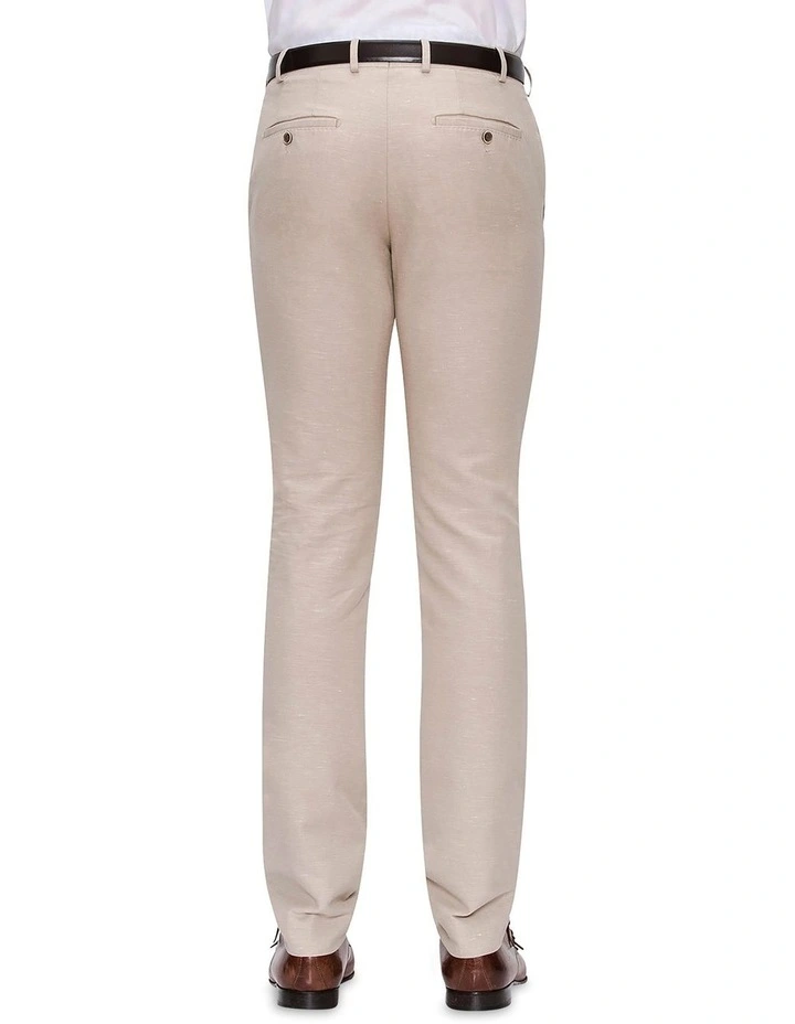 Slim Fit Sand Linen Caper Trouser