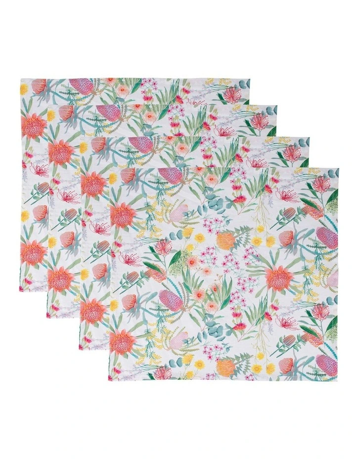 Royal Botanic Gardens Native Blooms Cotton Napkin Set of 4 in Multi