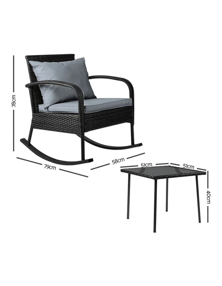 3 Piece Outdoor Rocking Set
