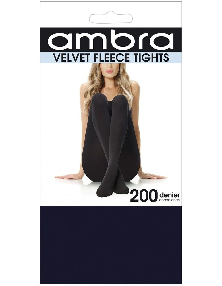 200 Denier Velvet Fleece Tights in Navy