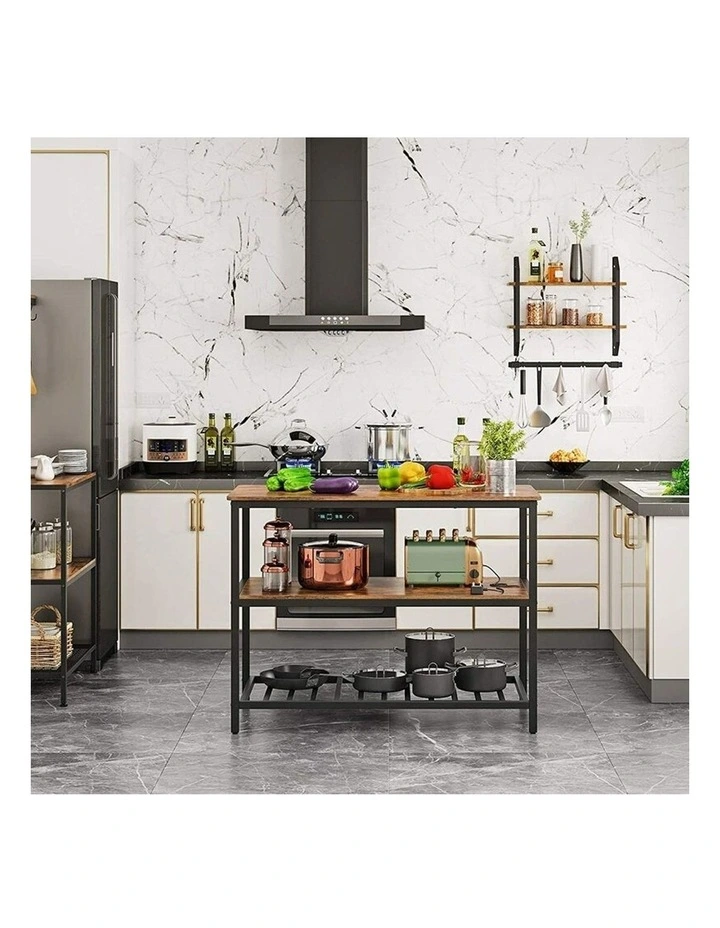 3 Tier Kitchen Shelf in Rustic Brown/Black