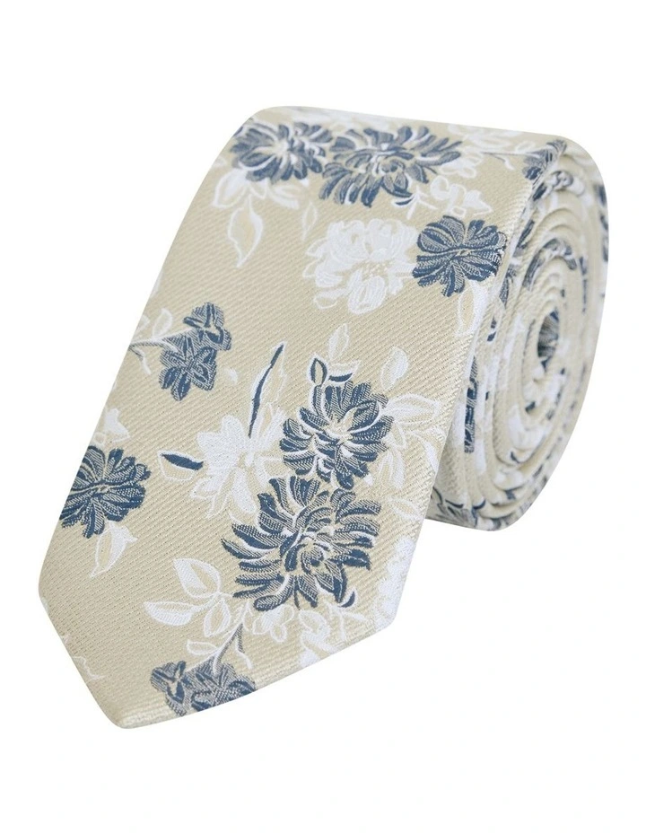 Nantes Floral Tie 6.5cm in Sand