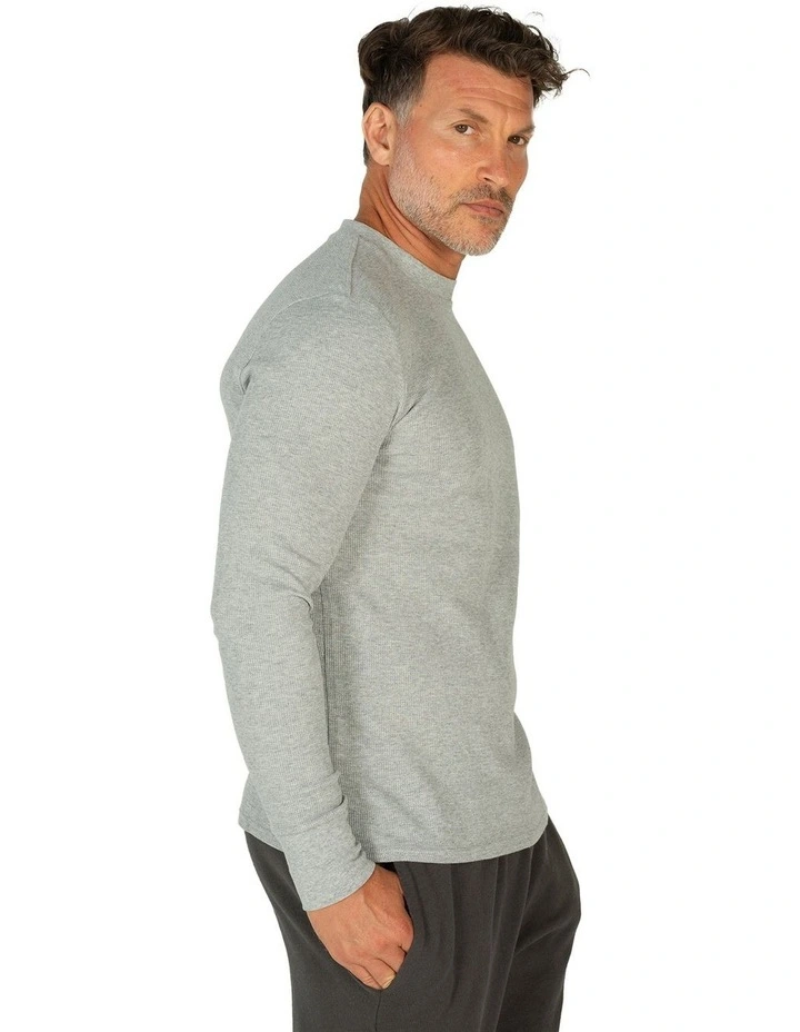 Long Sleeve Waffle Top in Grey