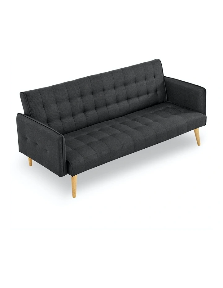 Sarantino 3 Seater Modular Linen Fabric Sofa Bed Couch Furniture Black