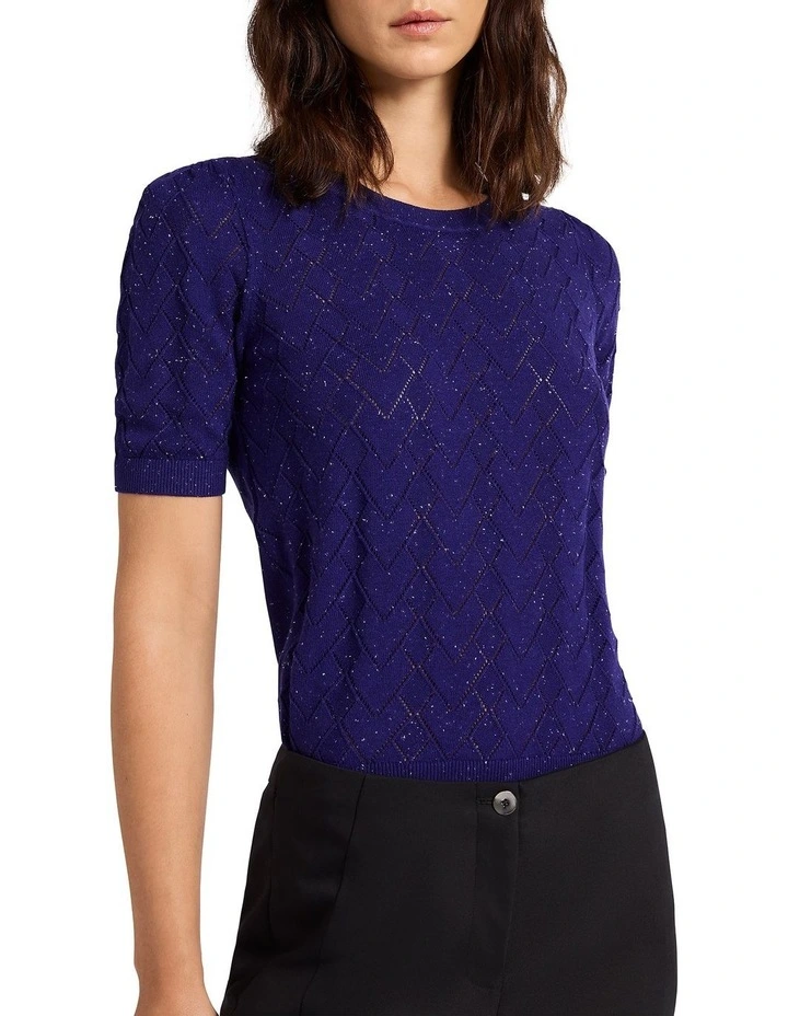 Eden Cotton Speckle Knit Top in Ultramarine