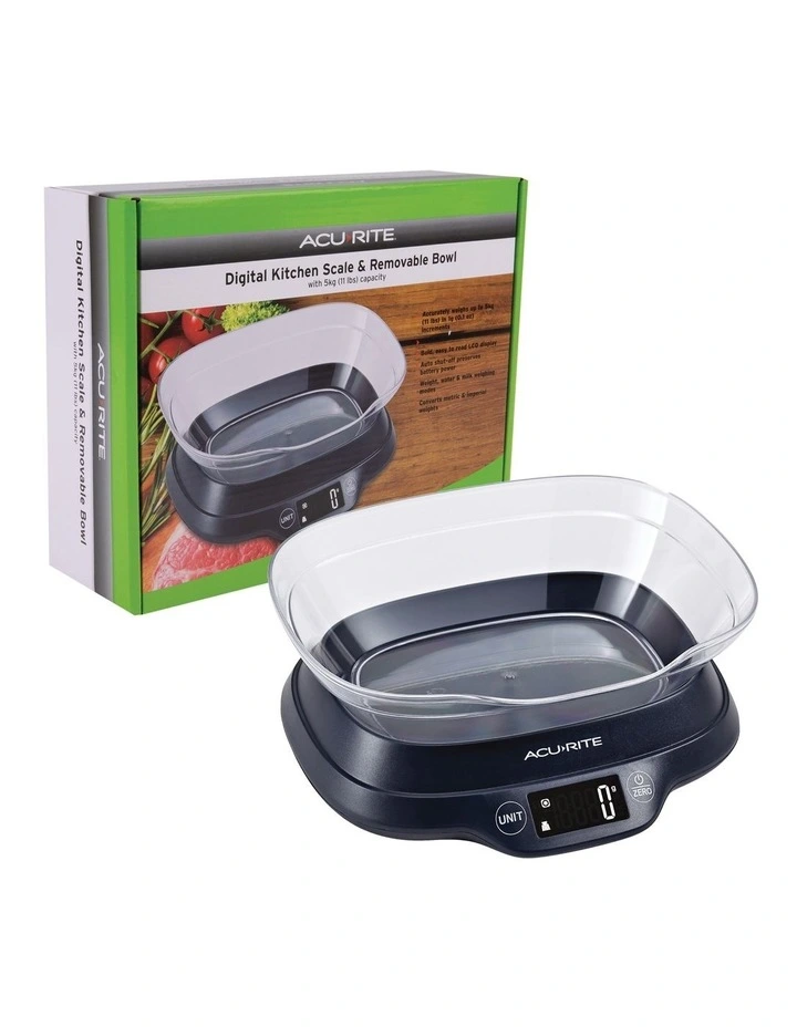 Digital Scale with Bowl & Backlight Display 1g/5kg in Black