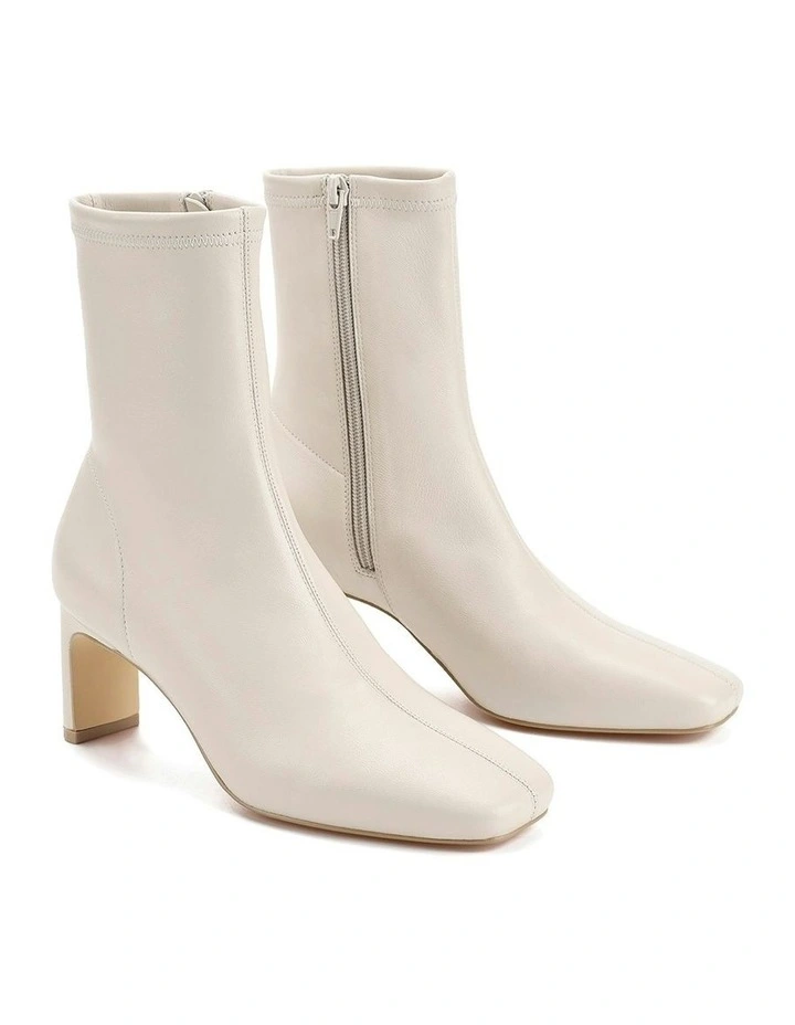 JoJo Block Heel Ankle Boots in Bone