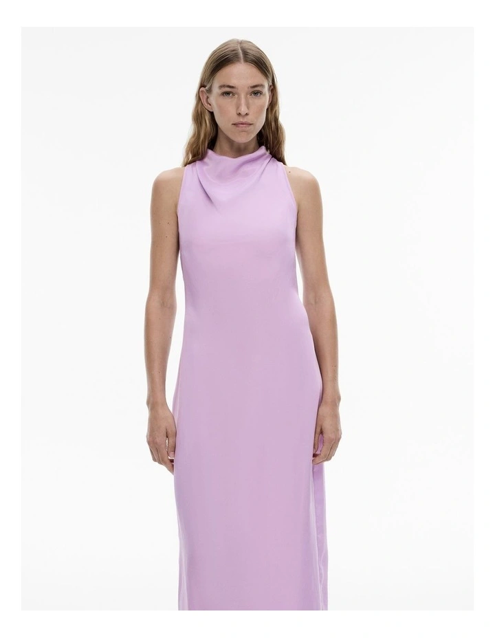 Cupro Mock Neck Dress in Iris