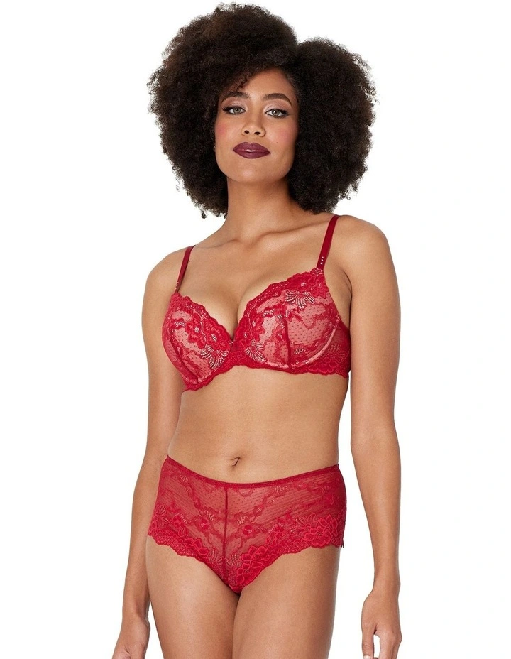 My Fit Lace Brazilian Brief in Jester Red