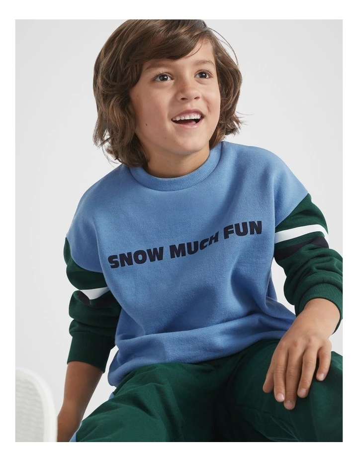 Snow Colourblock Sweat Top in Stormy Blue