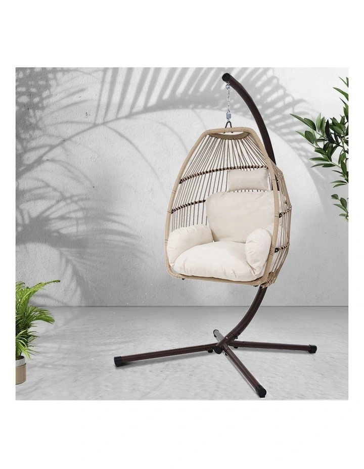 Outdoor Hanging Pod Chair In Cream