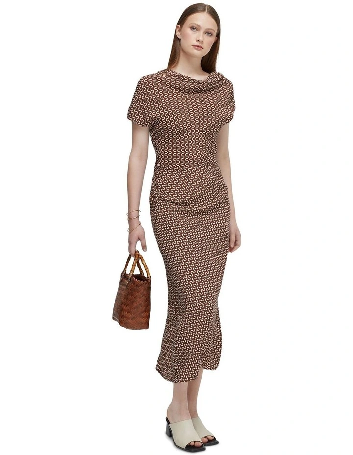 Victoria Zigzag Dress in Chocolate/Ivory