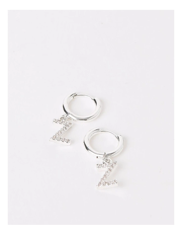 Initial Hoop Earring in Silver