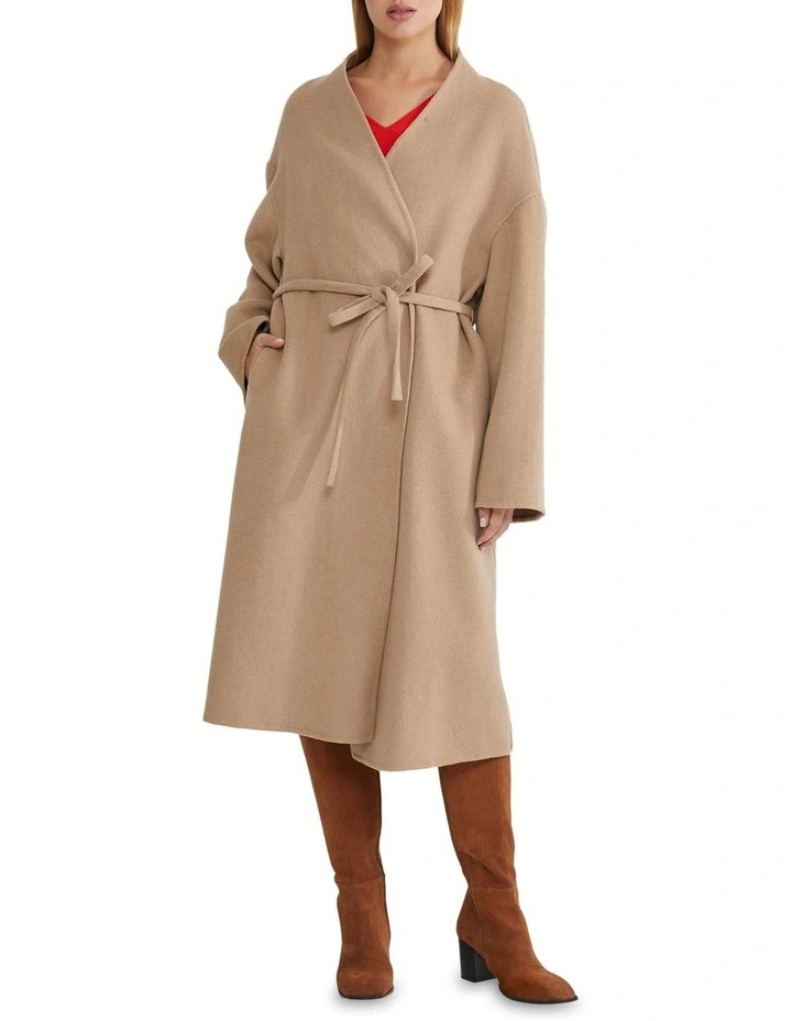Mira Wool Rich Unlined Coat in Camel