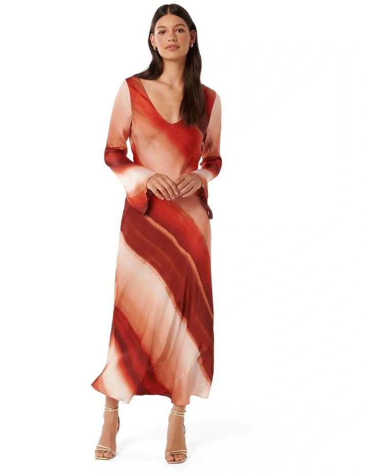 Leilani Bias Stripe Midi Dress in Red