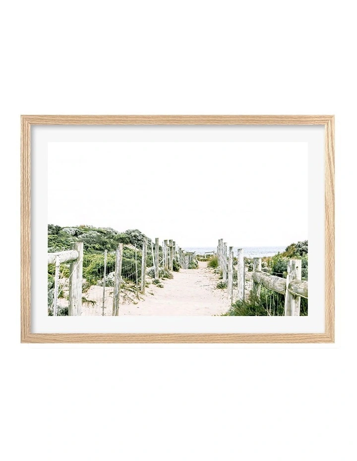 Australian Made Sandy Path 1 Art Print A3 in Natural Frame