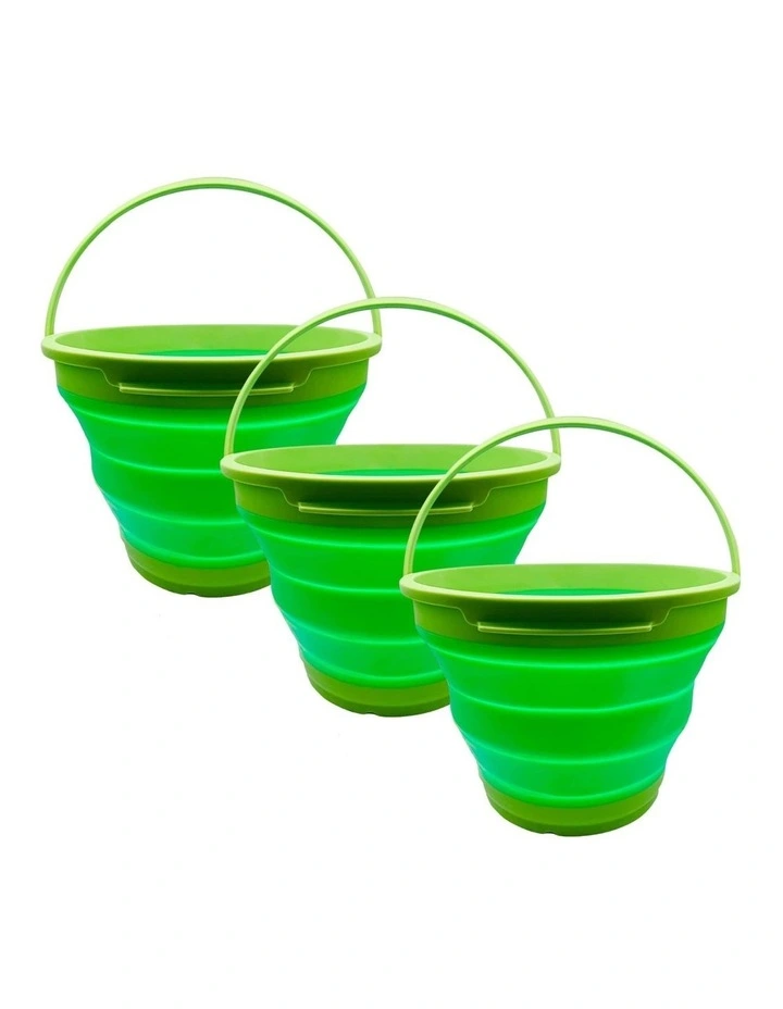 Foldable Collapsible Silicone Bucket 7L 3 Pack in Green