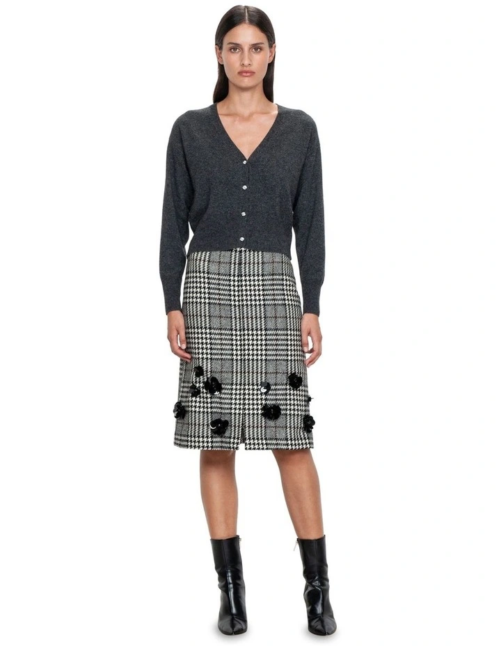 Glen Plaid And Sequin Skirt in Black/White