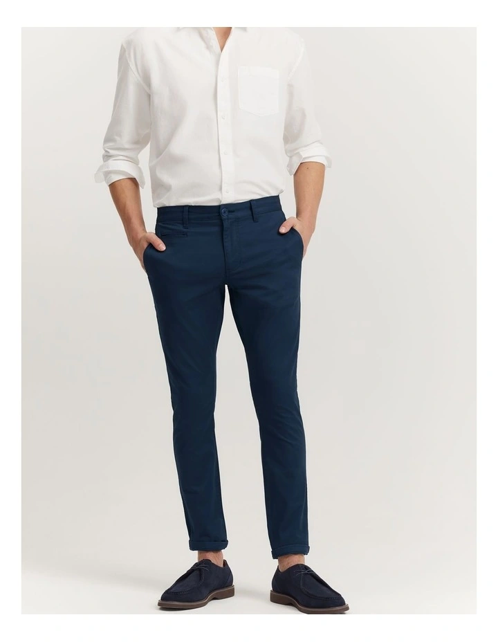 Verified Australian Cotton Slim Fit Stretch Chino in French Navy