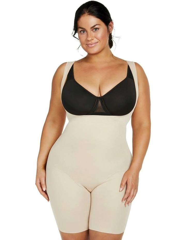 Unbelievable Comfort Plus Size Torsette Full Body Shaper in Warm Beige