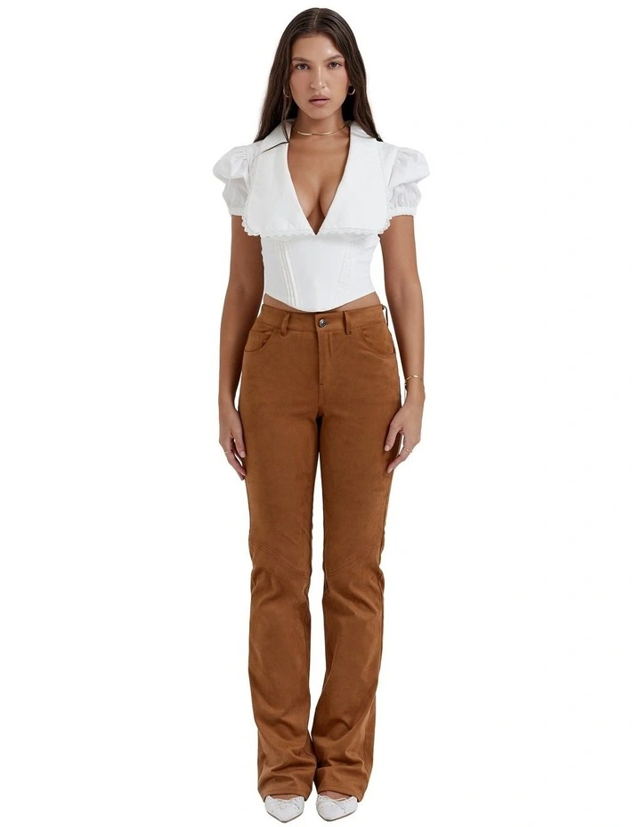 Apollo Vegan Suede Trousers in Tan