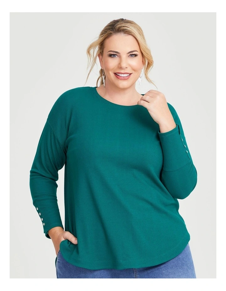 Rib Hi-lo Top in Eden Green