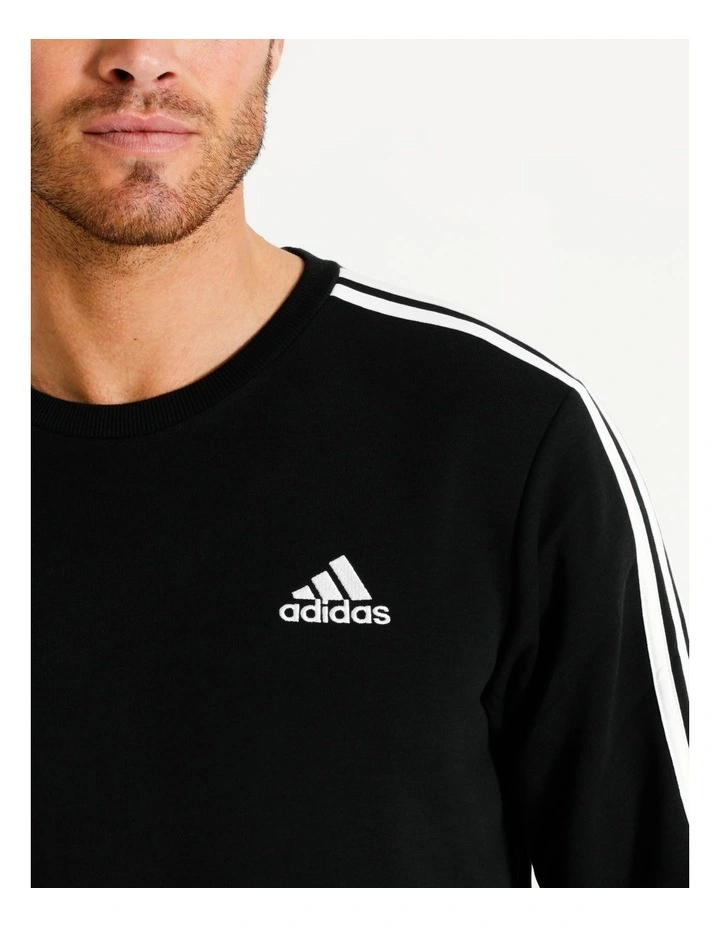 Essentials Fleece 3-Stripes Sweatshirt in Black/White
