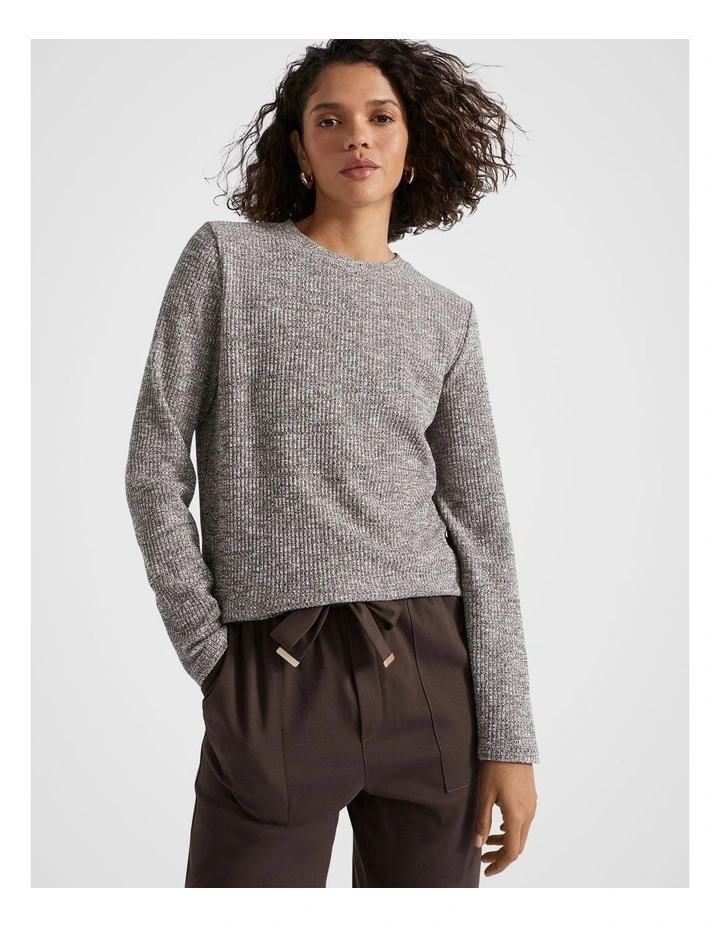 Twist Rib Long Sleeve Top in Dark Espresso Twist