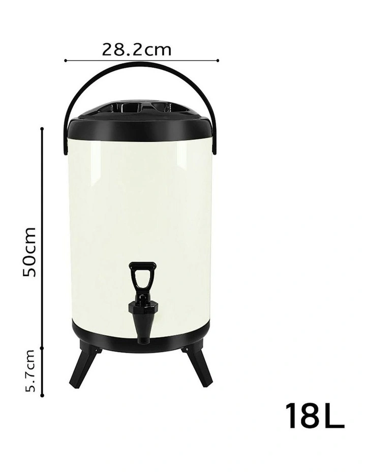 Stainless Steel Milk Tea Beverage Barrel 18L in White