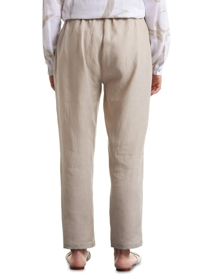 3/4 Linen Pant in Stone