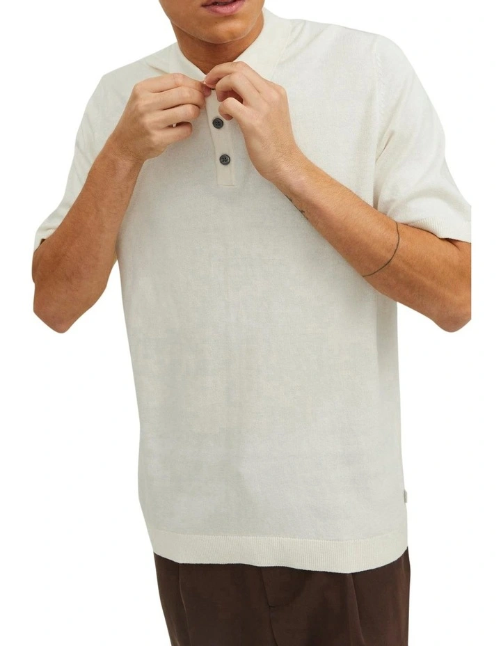 Emil Knitted Polo in White