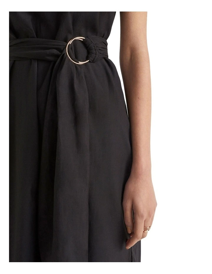 One Shoulder D Ring Belt Maxi Dress