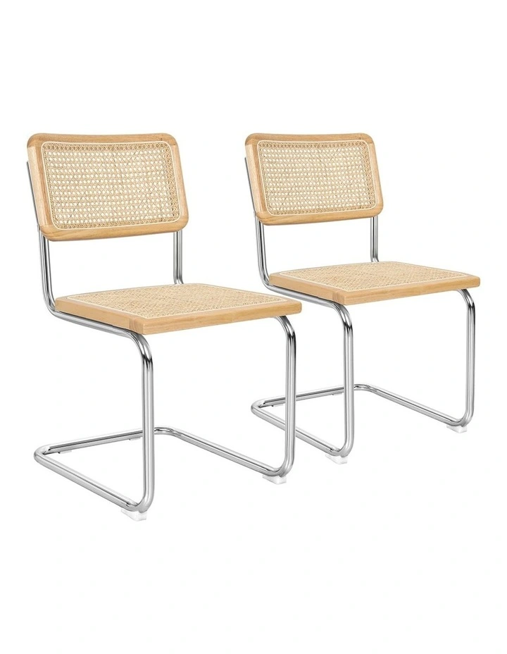 Cantilever Velvet Dining Chairs x2 in Beige