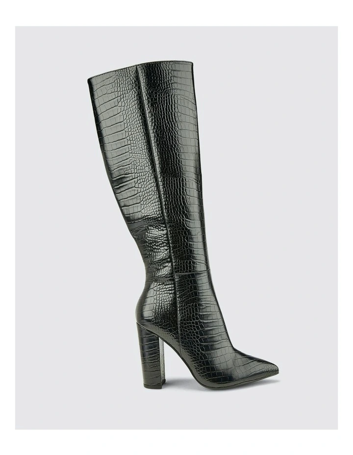 Odette Boots in Black Croc