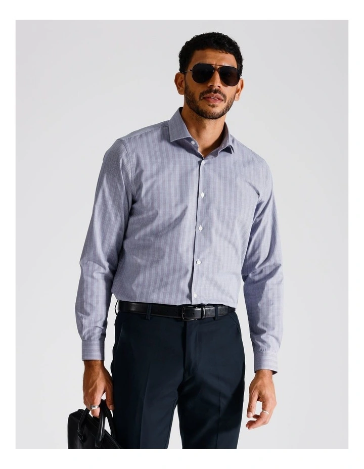 Tailored Long Sleeve Shirt 1 Colour Power Check In Blue