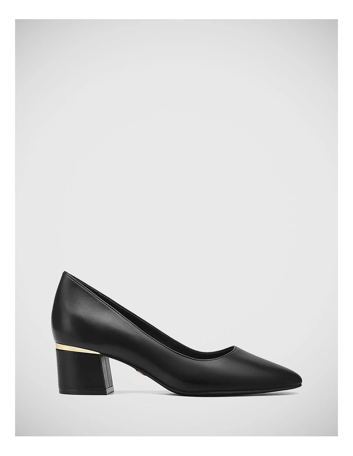 Gemmah Leather Block Heel Pump in Black
