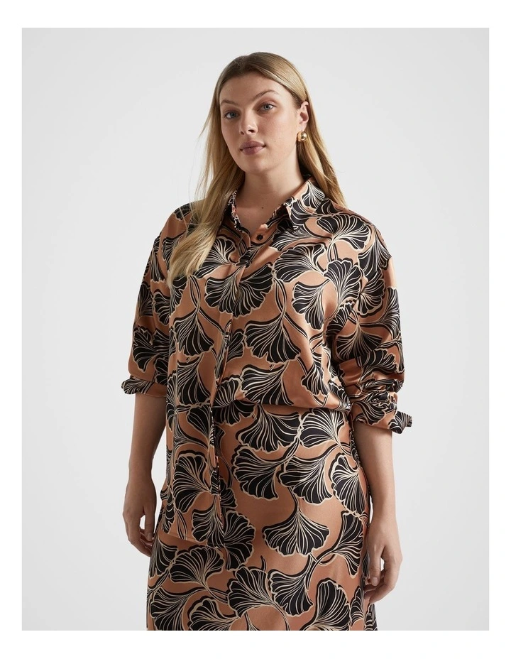 Satin Abstract Floral Shirt in Multi